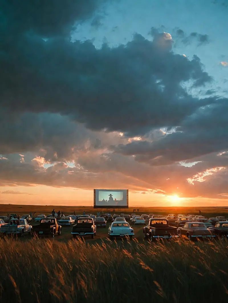 Drive-in screen under Nebraska's big sky